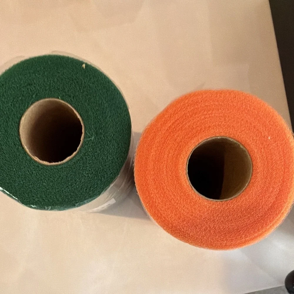 2 Pack Tulle Rolls 6 in x 100 yd Each, Green & Orange MPN X002QCJRAP